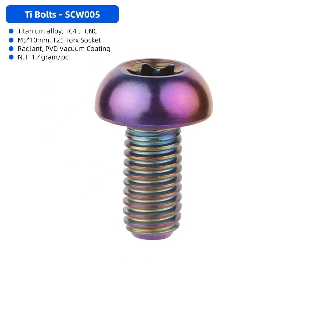 M5x10 Titanium Bolt T25 Torx Ultralight Weight Bicycle Braking Disc Screws TC4 Titanium High Tensile Fastener