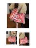 Canvas Striped Tote Bag - Women's College Style Handbag & Shoulder Bag