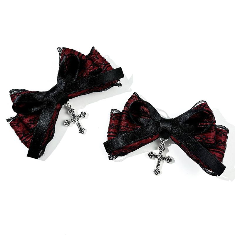 1/2Pcs Gothic Hair Clip Exquisite Hair Accessories For Women Girls Personalized Sweet Cool Cross Bow Hair Clip Gifts