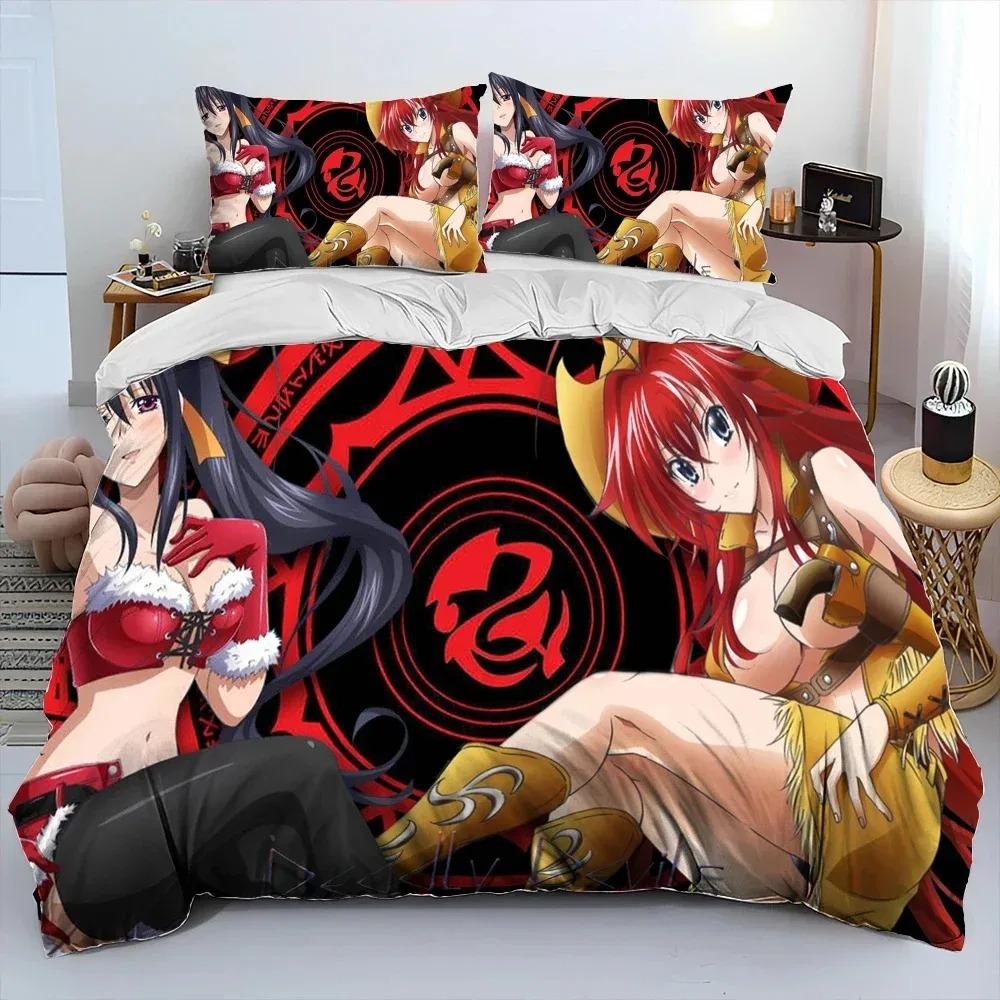 Sexy Girl High School DxD Anime Comforter Bedding Set,Duvet Cover Bed Set Quilt Cover Pillowcase,king Queen Size Bedding Set Kid