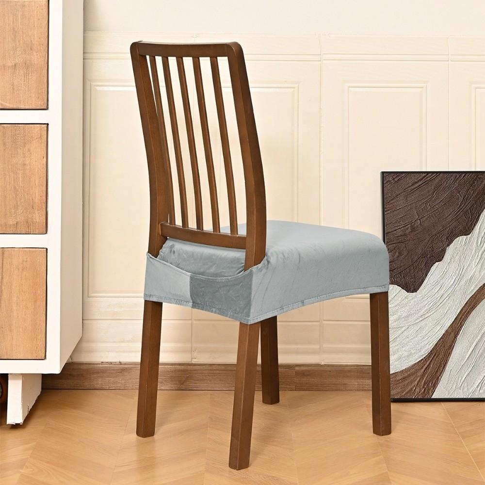 Simple Velvet Dining Chair Seat Covers Stretch Removable Chair Slipcover Washable Soft Seat Covers For Office Home Seats