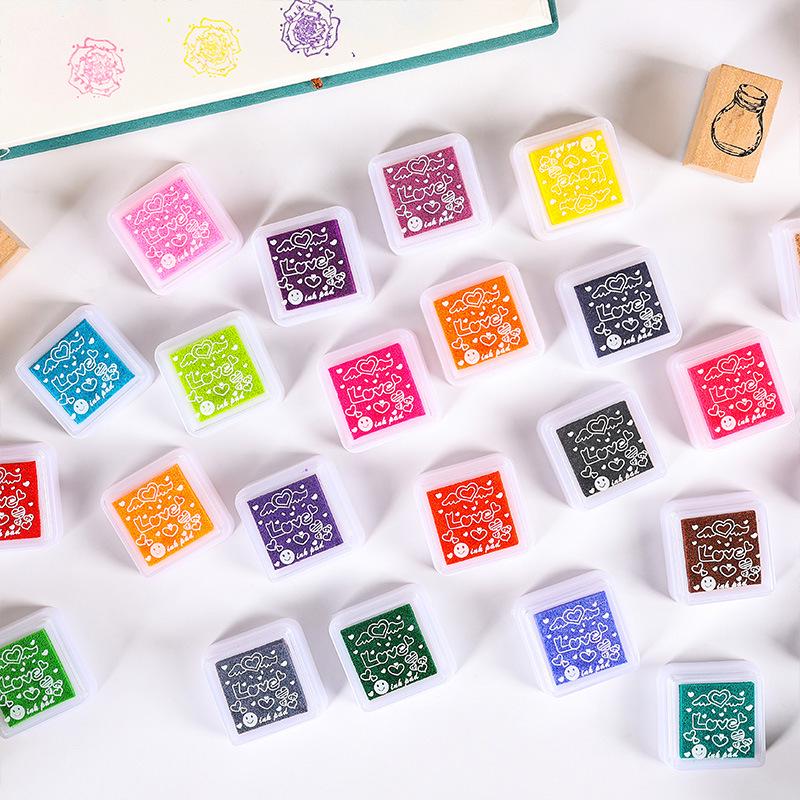 Colorful Ink Pad Set for Wax Seals and Children's Finger Painting - 24 Colors