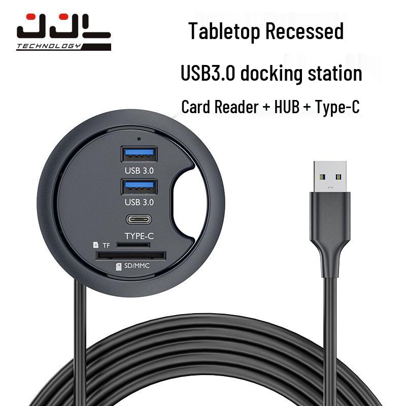USB 3.0 Desk Hub with SD/TF Card Reader for Office Desktop
