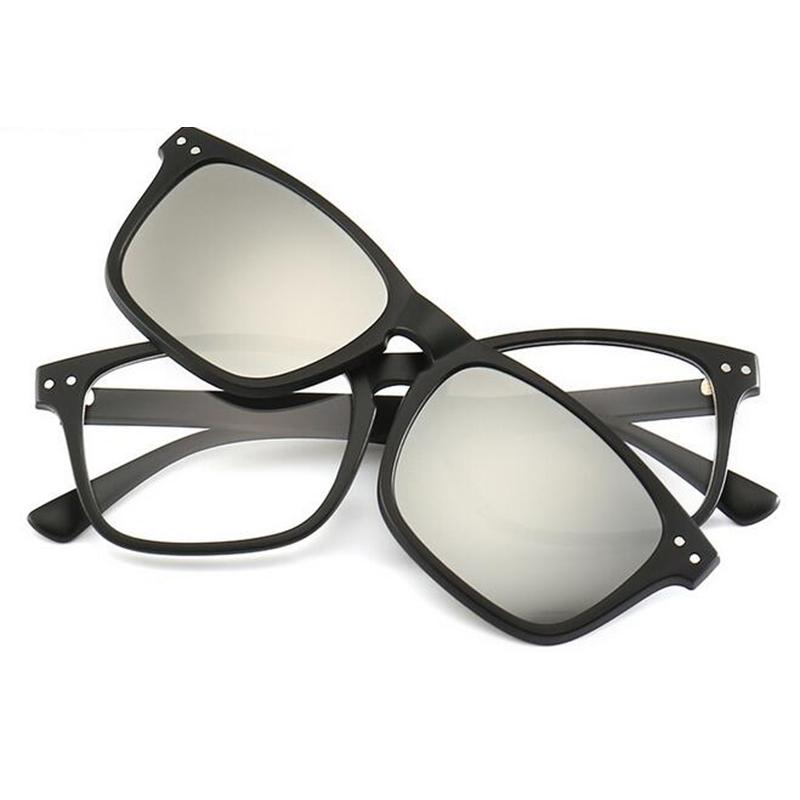 

2297 Rivets Square TR90 Frame Magnet Clip Myopia Glasses 0 -1.0 -2.0 To -6.0 , Hyperopia Sunglasses +0.5 +1.0 +2.0 To +6 0