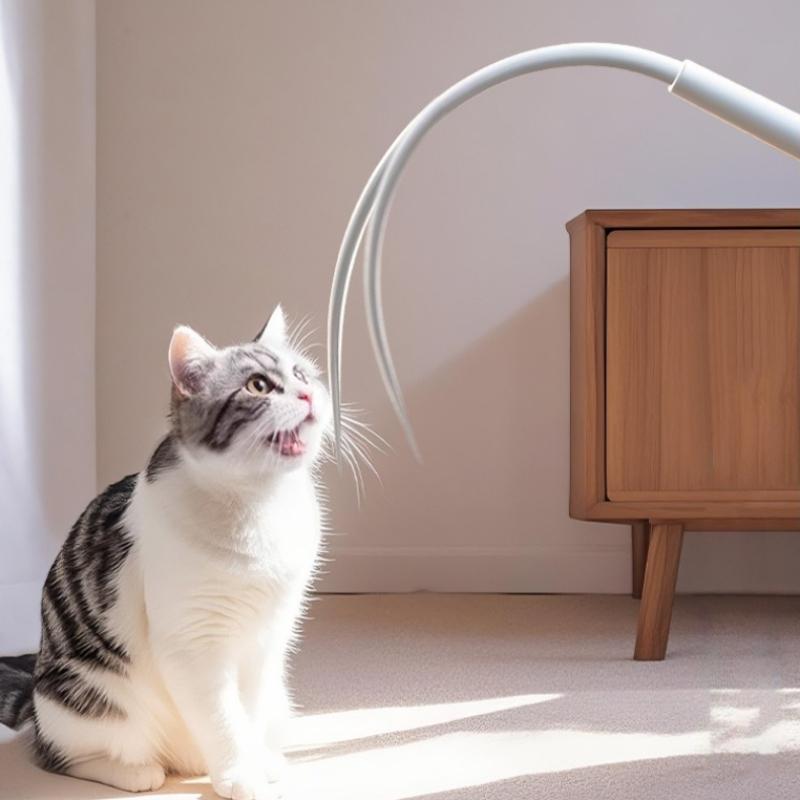 Cat Teaser Stick Toy Simulated Mouse Tail Silicone Cat Teaser Toy Funny Kitten Toy Durable Teasing Cat Toy Supplies