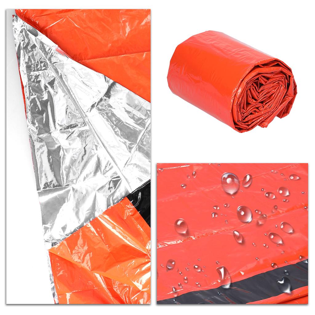 2er-Pack Notfallschlafsack Wasserdicht PE Survival-Schlafsack Leichtgewichtiger Thermischer Biwaksack