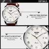 Roman Numeral Business Casual Fashion Analog Watch Classic Men's Quartz Watch with Calendar Date Window, 30M Water Resistant Comfortable PU Leather Wa