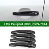 For Peugeot 5008 2009-2014 Accessory Carbon Fibre Pattern Car Door Handle Covers Trim 2010 2011 2012 2013