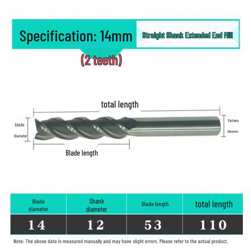 Jinfeng Extended 2-Flute Straight Shank Milling Cutter (3 to 20mm)