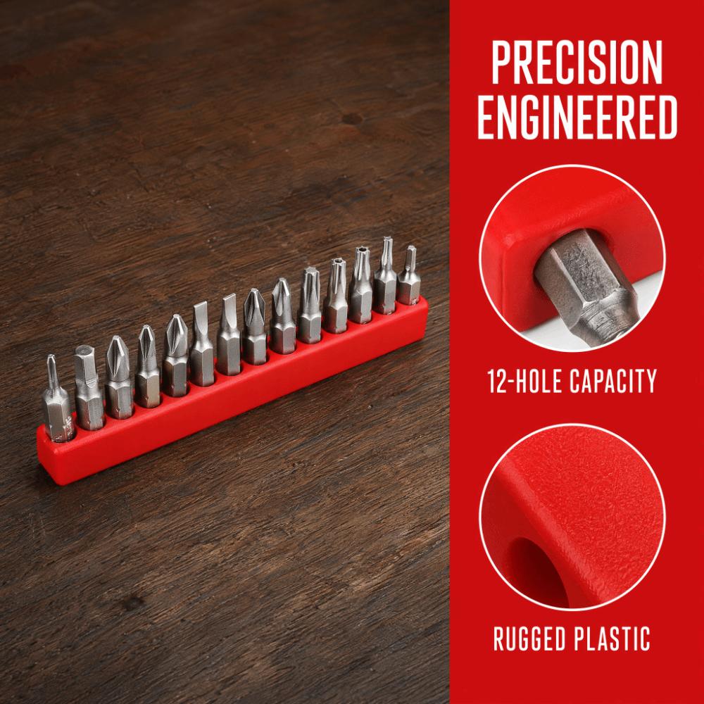 5pcs 12 Holes Bit Storage Case 1/4 Inch Bit Holder Organizer For 1/4" Hex Shank Bits