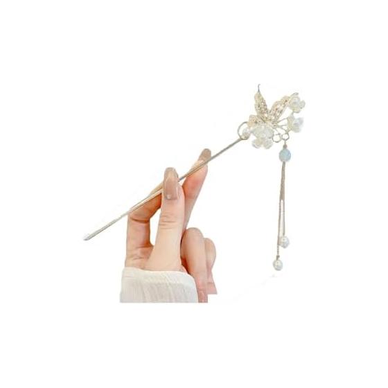Kanzashi Hairpin, Single Prong Hair Stick, Hair Accessory, Japanese Traditional Wear, Butterfly, Tassel, Elegant, Classic, Everyday Wear, Kimono,