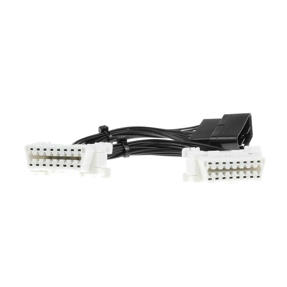 JieYuan High Quality 16 Pin OBD2 OBD 2 In 1 Splitter Extension Cable One Male To Two Female Y Cable OBD2 Splitter Extension