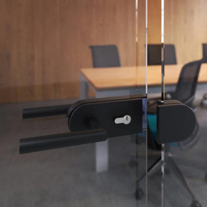 Serrure pour portes en verre doubles 8-12mm - emuca - loquet horizontal - acier et aluminium - noir
