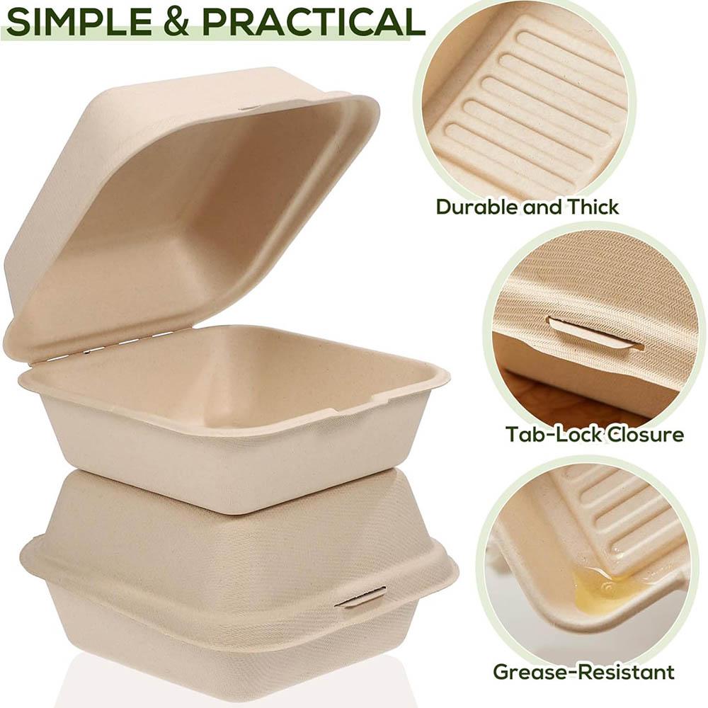 Disposable Clamshell To Go Boxes,Compostable Biodegradable Clamshells Takeout Containers with Lids,Microwavable Container