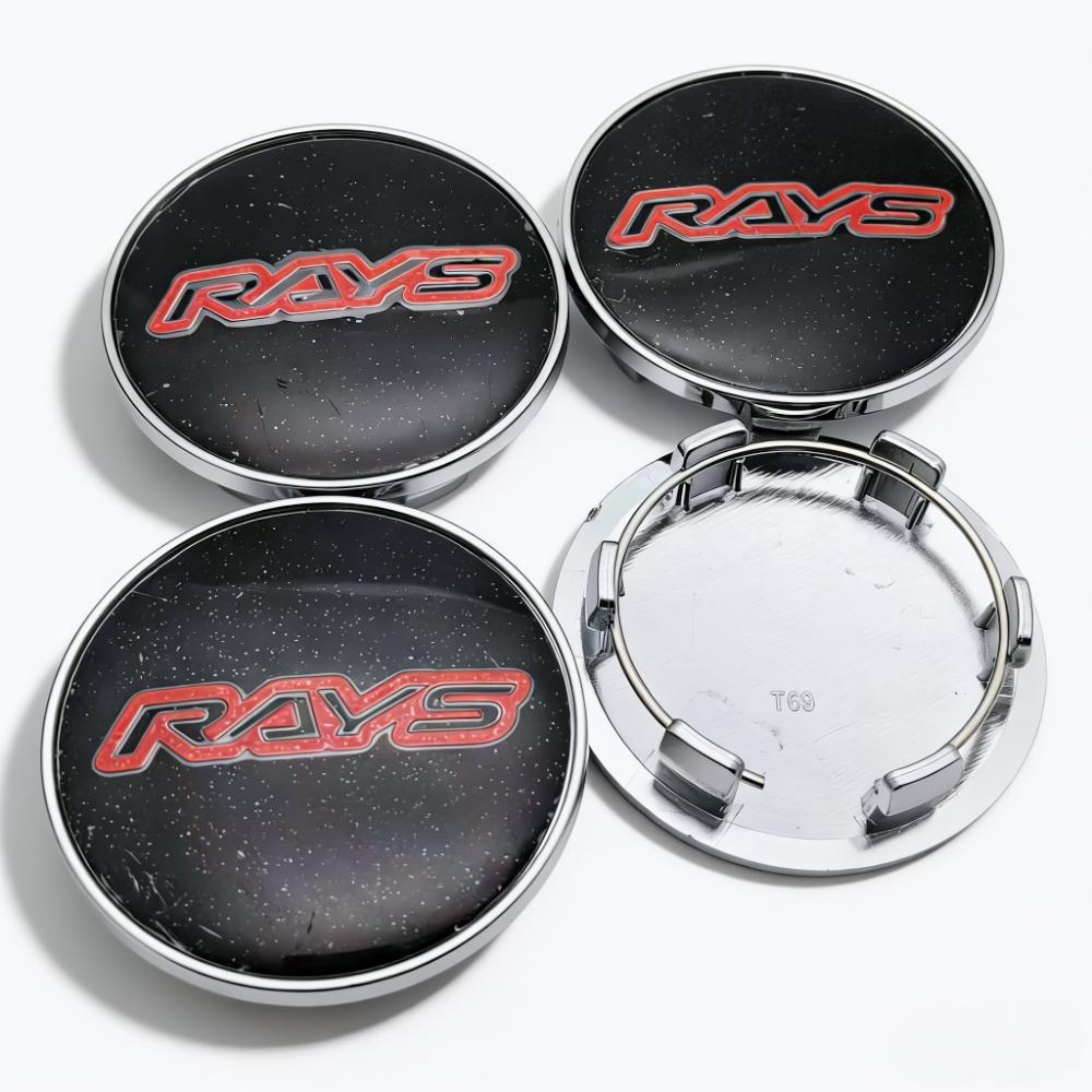 4pcs 69mm ( Clips 56mm ) Rays Logo Emblem Badge Car Wheel Center Caps Rim Hubcaps Wheel Hub Dust Cover Replace Car Accessories