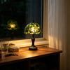 Retro Green Resin Table Light Stained Glass Desk Lamp, Hand-Carved Base Vintage Tiffany Style Decorative Lighting for Bar Bedroom Study Room