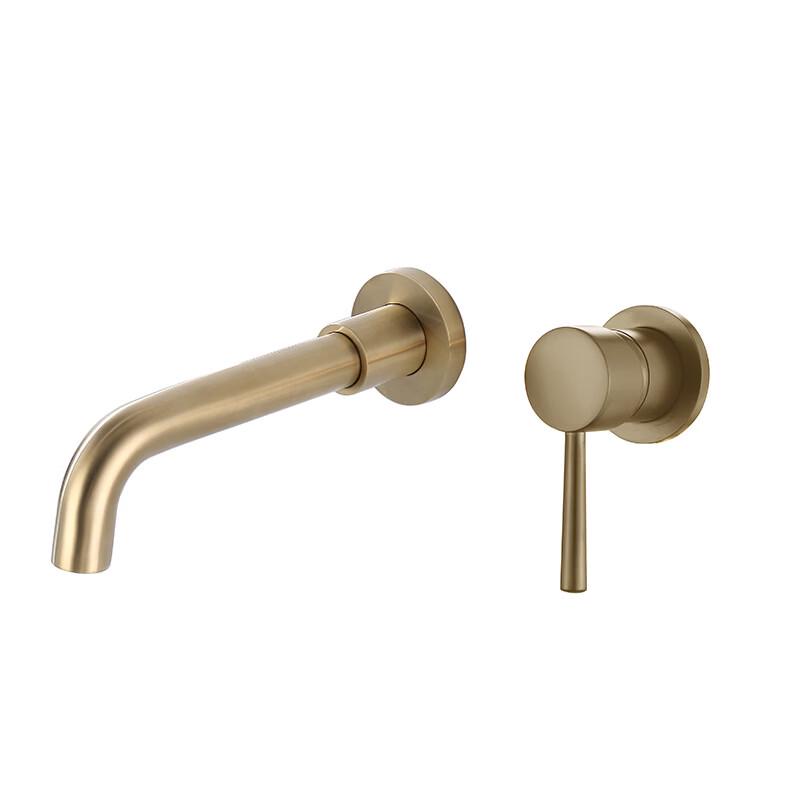 TLXT Wall-Mounted Brushed Gold Faucet with Rotating Spout