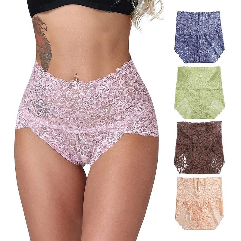 Sexy Lace Shapers Panties Europe Women Seamless Hip Raise Slimming Tummy Control Briefs Transparent 3XL Plus Size Lingerie
