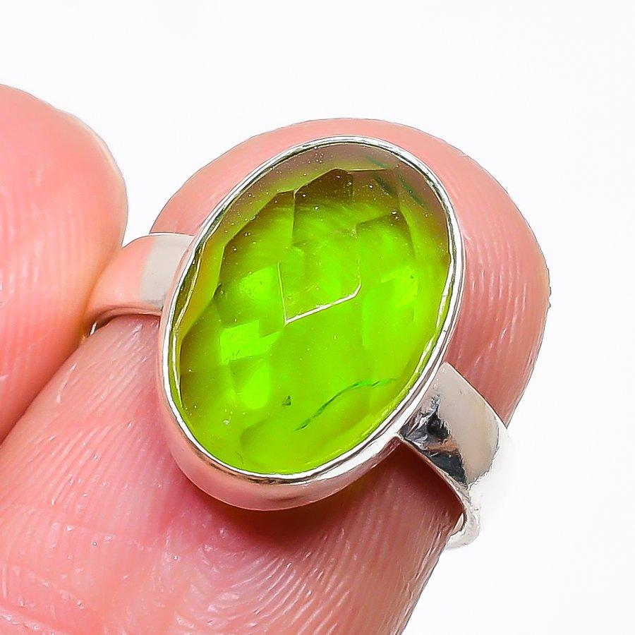 

Peridot Gemstone Handmade 925 Sterling Silver Jewelry Ring Size Adjustable KJ-426