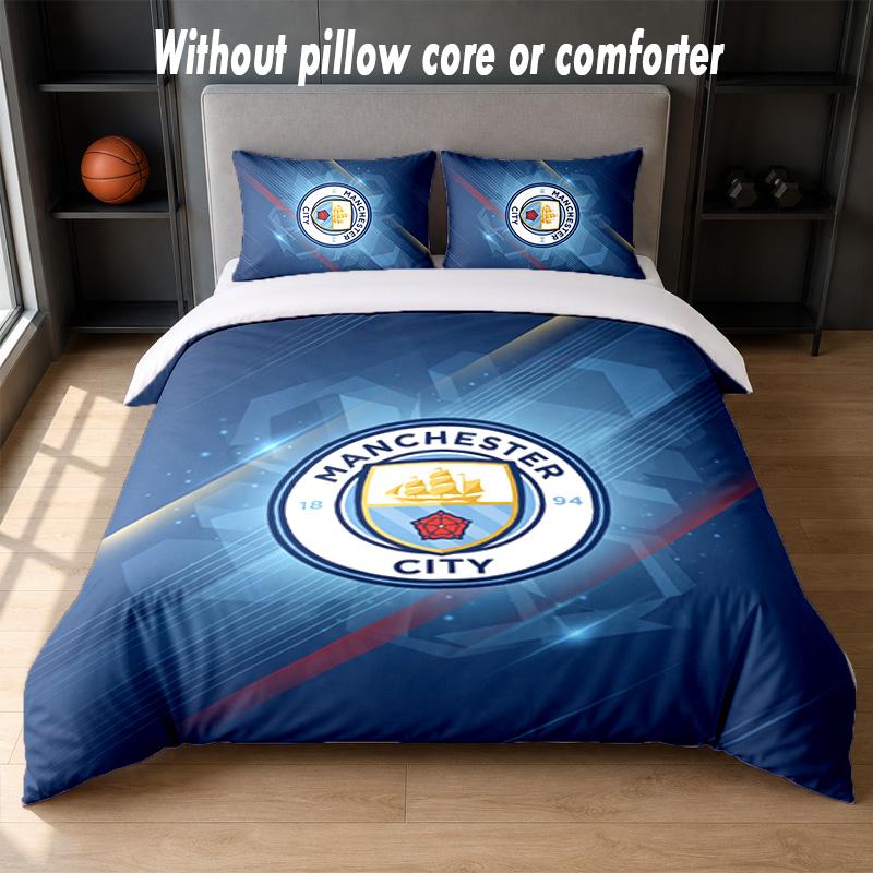 Manchester City Design Bed Bedding Set 1 Duvet Cover + 2 Pillowcases Soft Breathable Household Bed Linens
