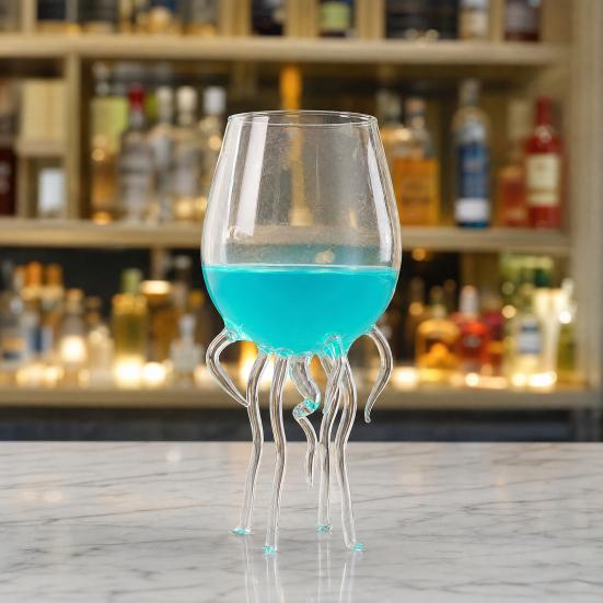 Octopus Wine Glass, Jellyfish Shaped Martini Cup, Creative Cocktail Glass for Juice Bar, Novelty Home Decor Gift