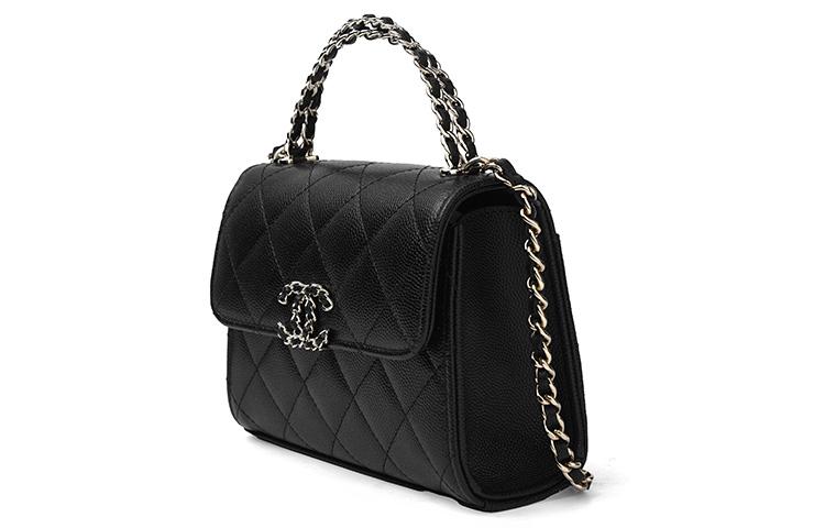 Chanel 23P Kelly Bag Black Grainy Cowhide Perforated Handle Gold Chain Flap Crossbody Handbag Women Bag