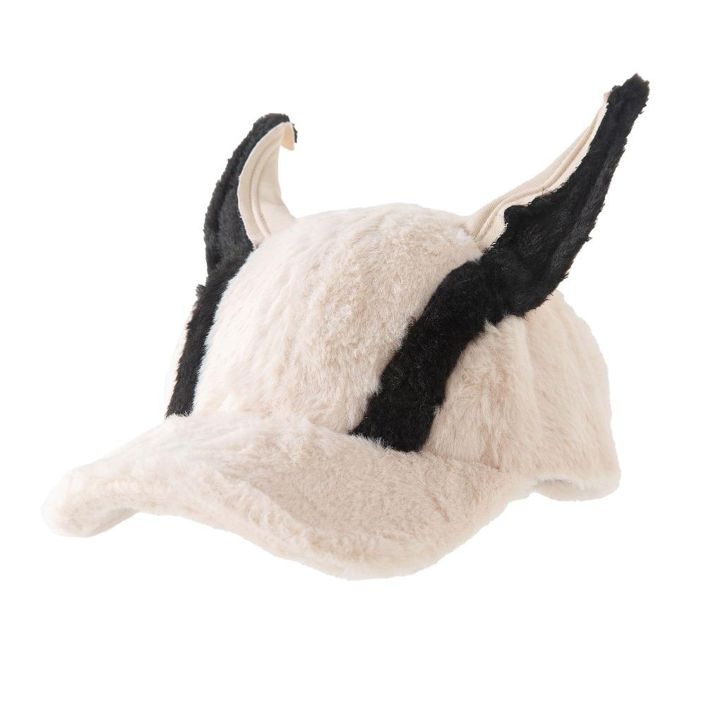 Curved Brim Dog Ear Baseball Cap Soft Fluffy Ear Cap Kawaii Faux Fur Hat  For Women