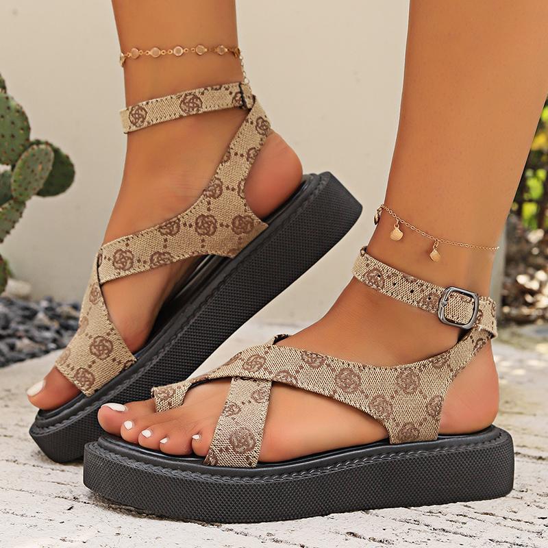 

Сандалии на платформе с леопардовым принтом Lucyever, женские летние сандалии-гладиаторы с толстым носком и застежкой-молнией, женские римские туфли с ремешком на спине 36