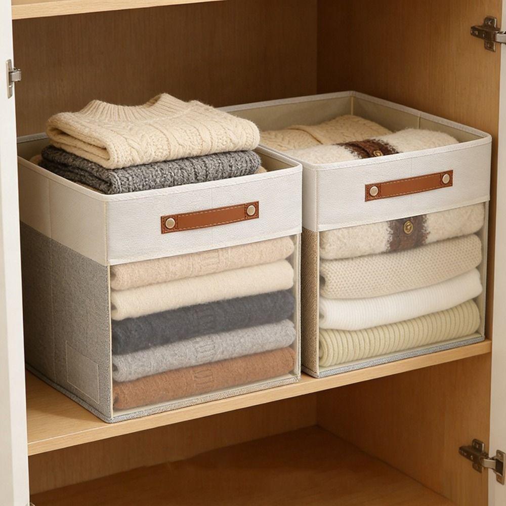 Non-woven Fabric Square Storage Box Large Capacity Stackable Clear View Clothes Storage Box with Handle Folding