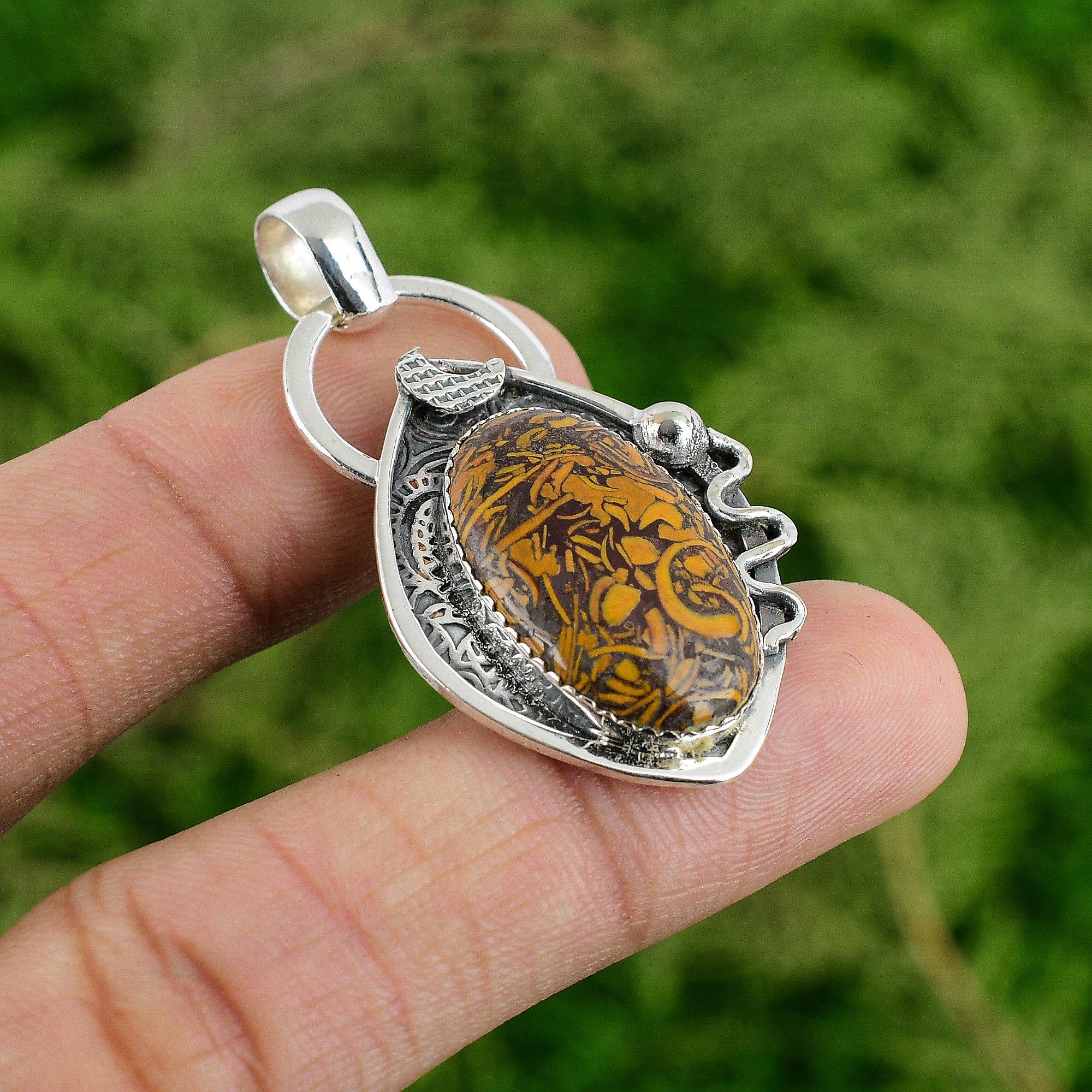 

925 Silver Oval Mariam Jasper Stone Anniversary Engagement Birthday Wife Pendant