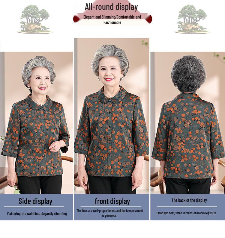Silk Grandma-Style Shirt for Elderly Women: Stylish Spring & Summer Tops