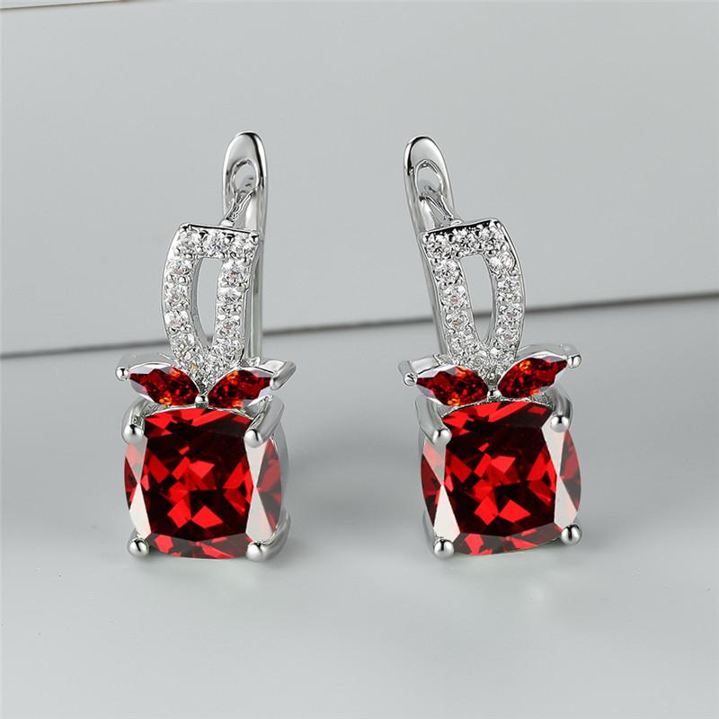 

Модные белые квадратные серьги с кубическим цирконием, женские милые серьги-кольца с фруктами, модные серебряные украшения для женщин, аксессуар красный