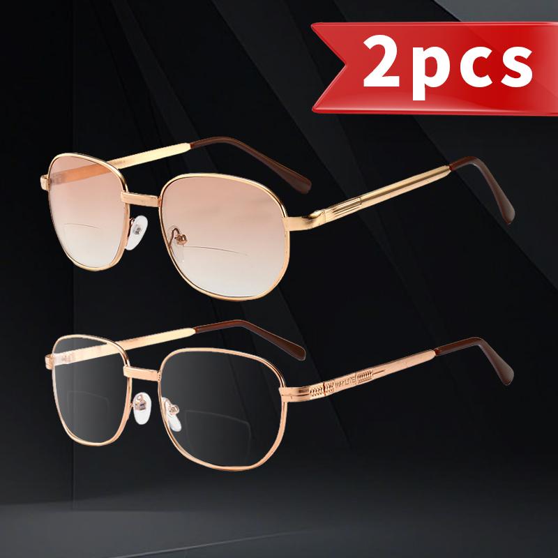 

1.0 To 4.0Reading Glasses Men Bifocal Presbyopia Glasses Far and Near HD Glasses Women Metal Frame Eyeglasses 3.0