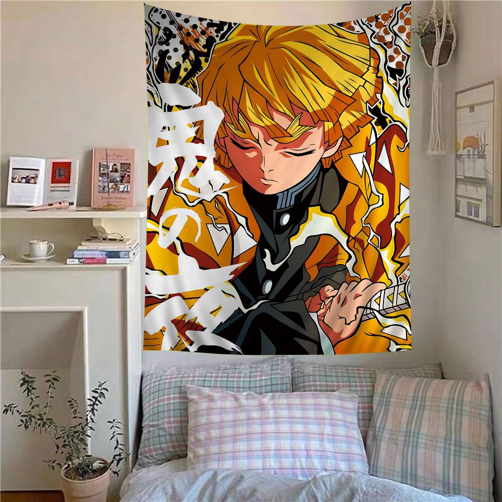 

AAgatsuma Zenitsu Anime Tapestry Hanging Tarot Hippie Wall Rugs Dorm Wall Hanging Sheets 74x94cm(29x37in)