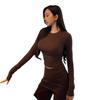 Coffee-Colored Korean Style Tight Long-Sleeve T-Shirt, Women's Autumn/Winter Base Layer Top for Petite Women