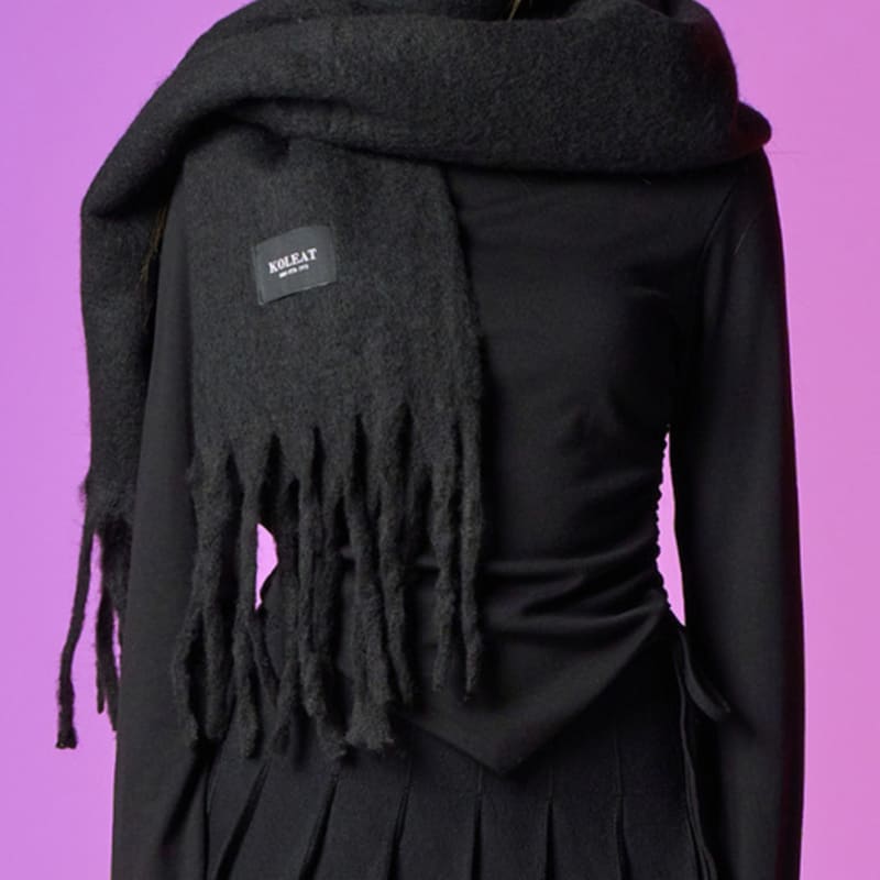 KOLEAT [Unisex] Winter Heat Double-Sided Insulated Plain Scarf [Black]
