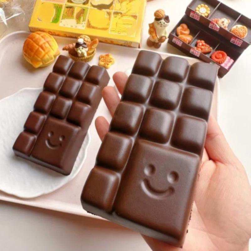 Chocolate Shaped Stress Relief Toy Soft Slow Rising Happy Face Sensory Squeeze Toy for Kids Adults Office