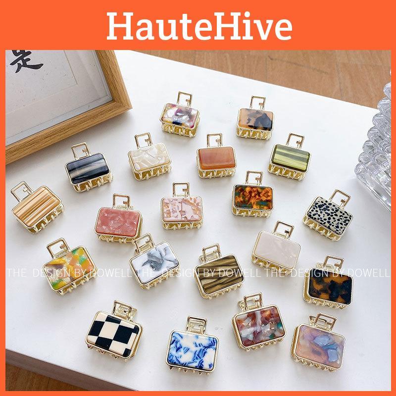 Elegant Vintage Square Hair Clip For Women Acetate Alloy Hairpin In Assorted Colors Trendy Geometric Hair Accessory
