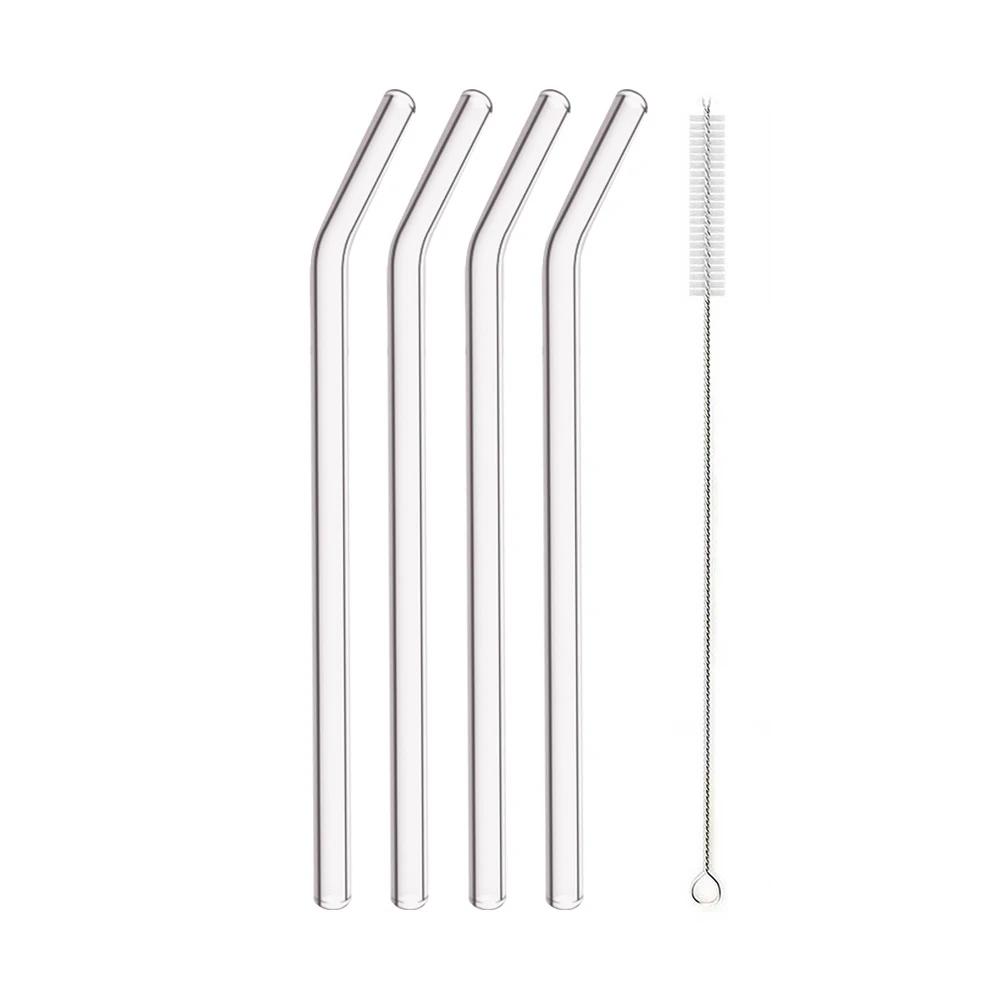 8mm High Borosilicate Glass Straw 3/5/10/11Pcs Reusable Eco Friendly Drinking Straws Set Bubble Tea Smoothies Bar Accessories