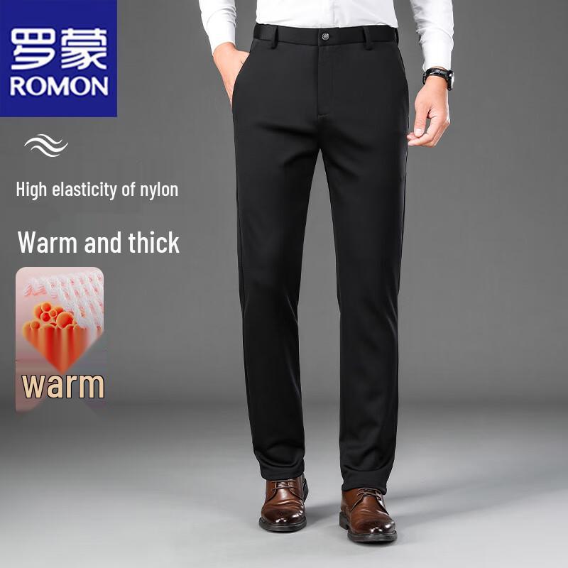 ROMON Men's Warm Straight-Leg Casual Pants