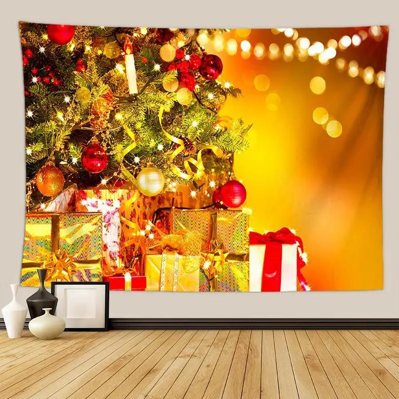 Arazzo per albero di Natale, regalo di Natale, caminetto, decorazione natalizia per la fattoria, coperta da cucina, decorazione da parete Feliz Navidad