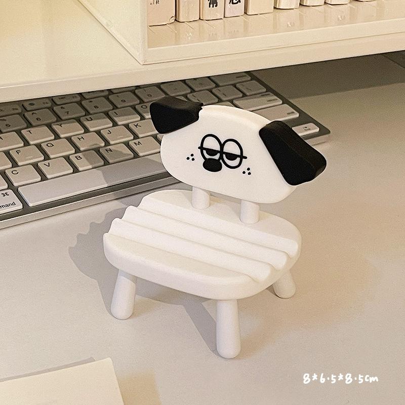 

Подставка для настольного телефона с изображением щенка, цыпленка, кролика, мягкая резиновая подставка для стула black and white dog