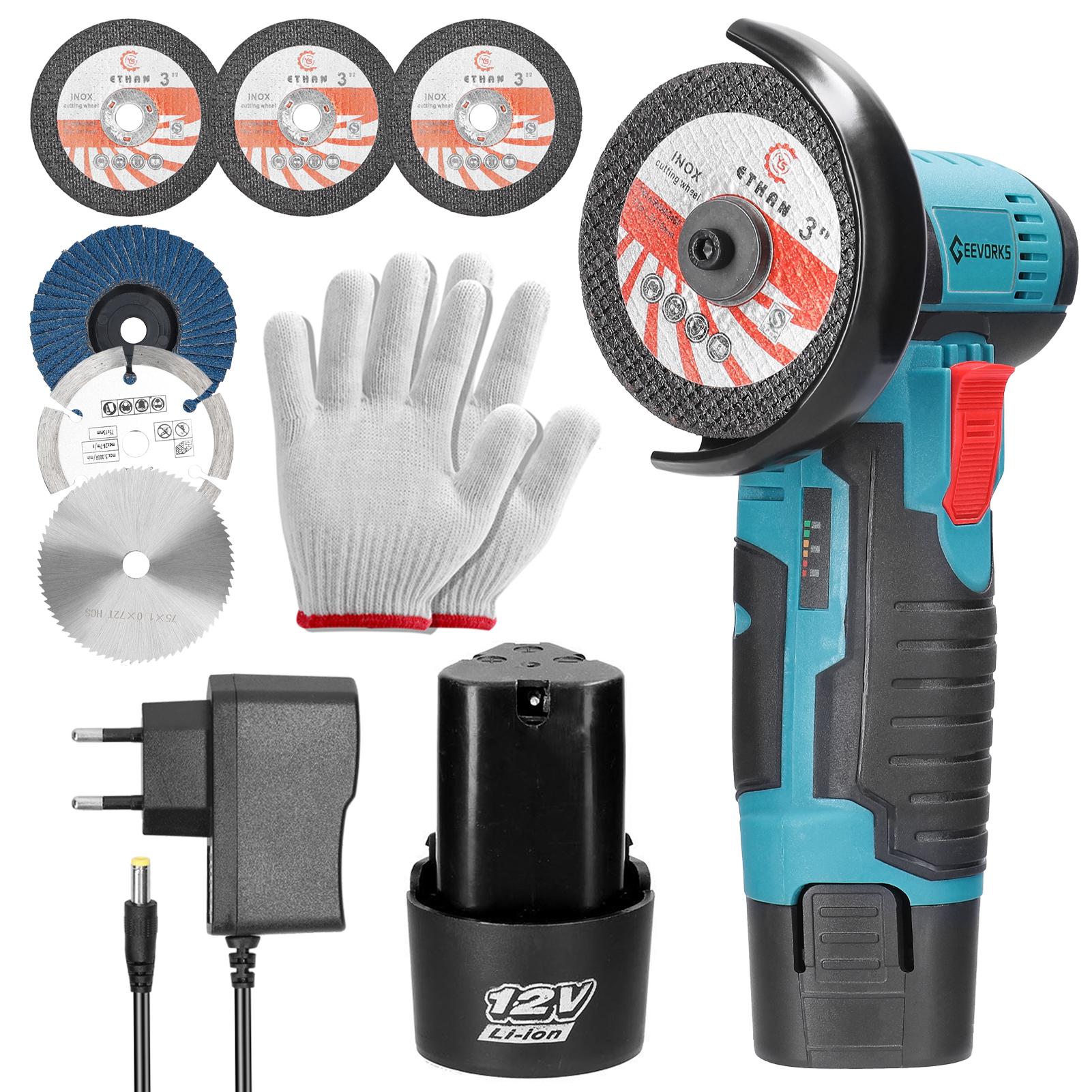 

Электрический шлифовальный инструмент 12 В, 19500 об/мин, многофункциональная угловая шлифовальная машина, ручной резак для резки EU Plug разноцветный