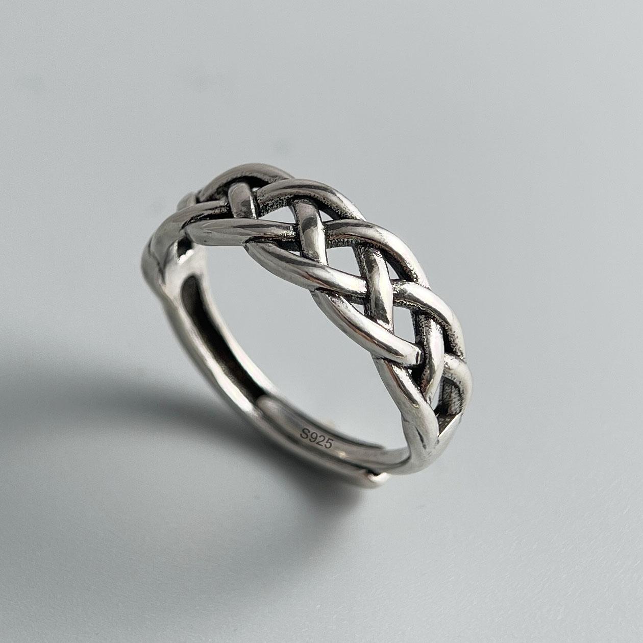 

BF CLUB 925 Sterling Rings for Women Simple Geometric Handmade Irregular Retro Interware Lines Ring Allergy For Birthday Gift resizable