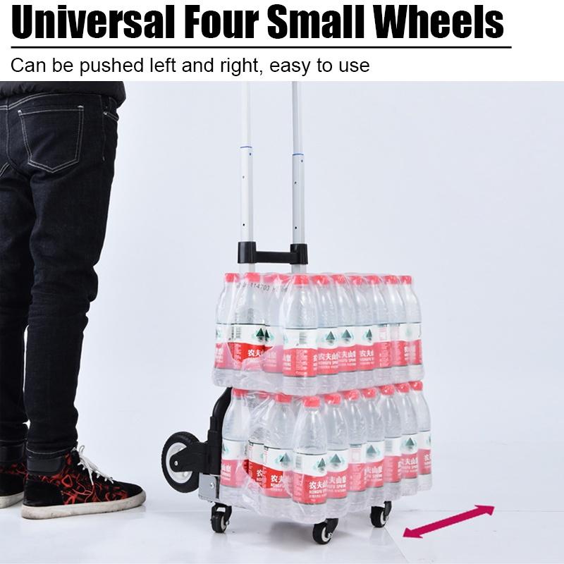 Tragbarer Geländetreppensteigerwagen Einkaufswagen Handwagen mit Gummiseil Faltbarer Trolley für Obergeschossfracht 75 kg (100-106)x41x39cm