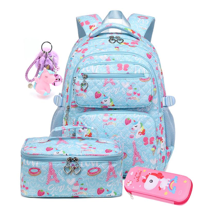 Large Capacity Girls Backpack 3Pcs Bookbag with Lunch Box School Backpack for Girls Elementary School Bags Set for Teens