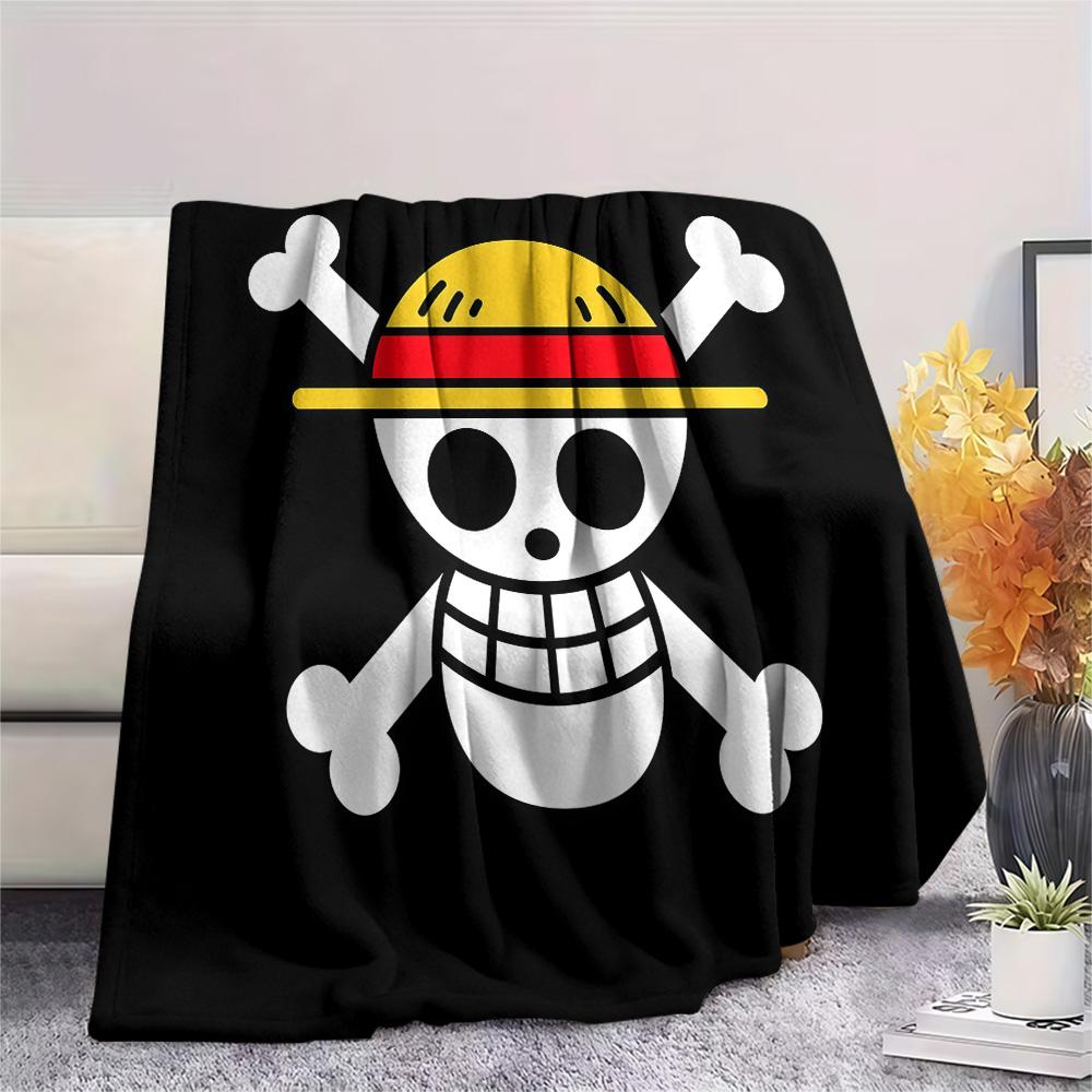 1PC One Piece Straw Hat Pirates Patterned Flannel Blanket Suitable For All Seasons For Home Decor Warmth And Comfort Gifts Holiday Present