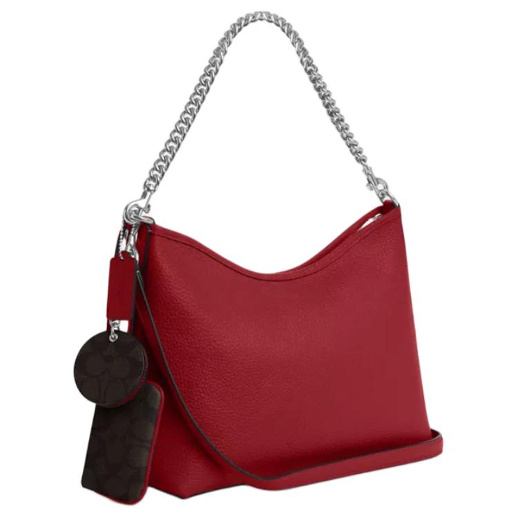 Coach Laurel 31 Metallic Logo Mirror Small Bag Decoration Shoulder Crossbody Bag Pebble Leather Tote Large Women Bags Walnut CBI94-SVY30