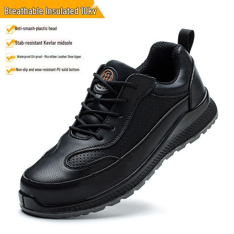 Insulated Electrician Safety Shoes: Anti-Smash, Anti-Puncture, Waterproof, Oil-Proof, Plastic Toe Cap, Low-Top Work Shoes