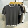 T-shirt décontracté en tricot à manches courtes et col rond pour homme grande taille 2026 Été, Coupe slim, Coton fin, Style tendance poids lourd.